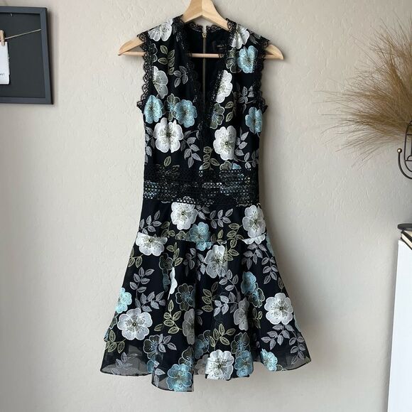 Bronx and Banco Black Floral Mini Dress - Picture 2 of 11
